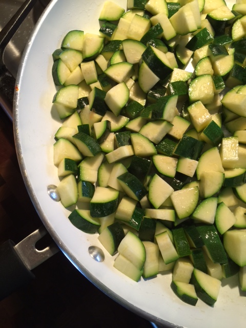 Sauteing diced zucchini
